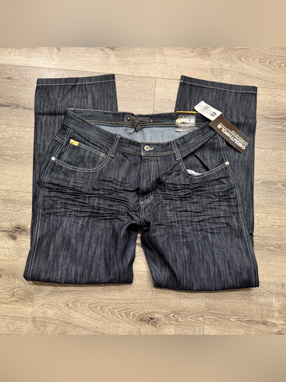 South Pole Men’s Dark Wash Straight Jeans - Black size 38x34 nwt
